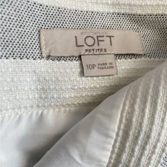 LOFT Gray and White Striped Skirt with Tortoise Shell Buttons - Picture 7 of 8